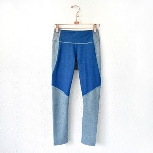 Outdoor Voices Blue 3/4 Two-Tone Warmup Leggings